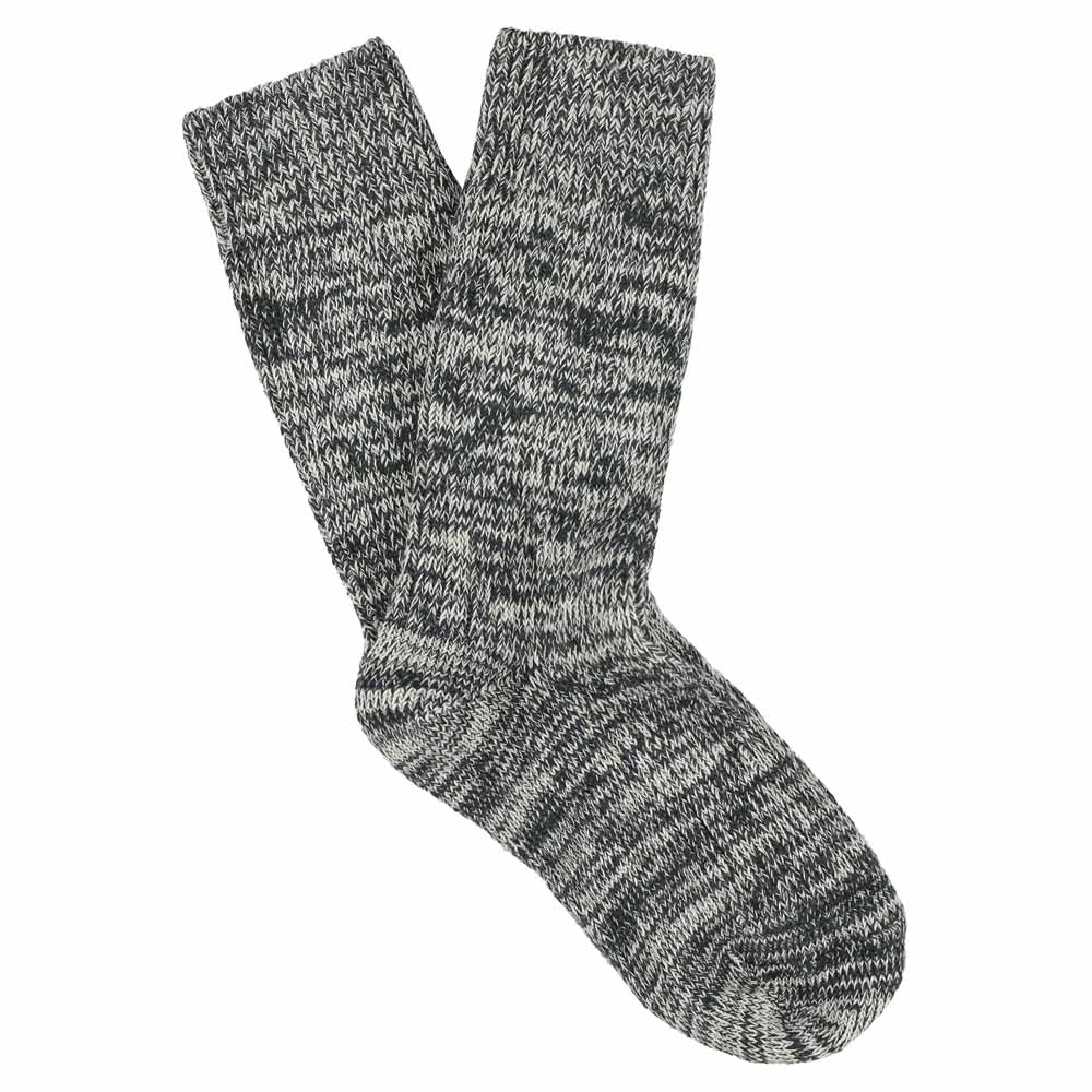 Women's flamé blue melange crew socks by Escuyer, slub-knit combed cotton, made in Portugal