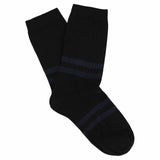 Women's Striped Socks Black & Blue — Italian Cotton, Made in Portugal — Escuyer