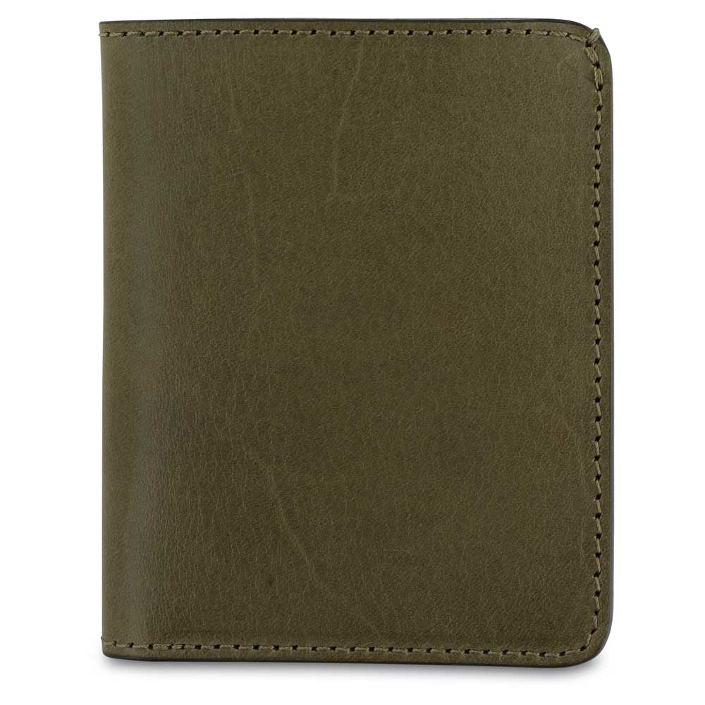 Escuyer khaki slim leather wallet — Italian vegetable tanned leather, front view