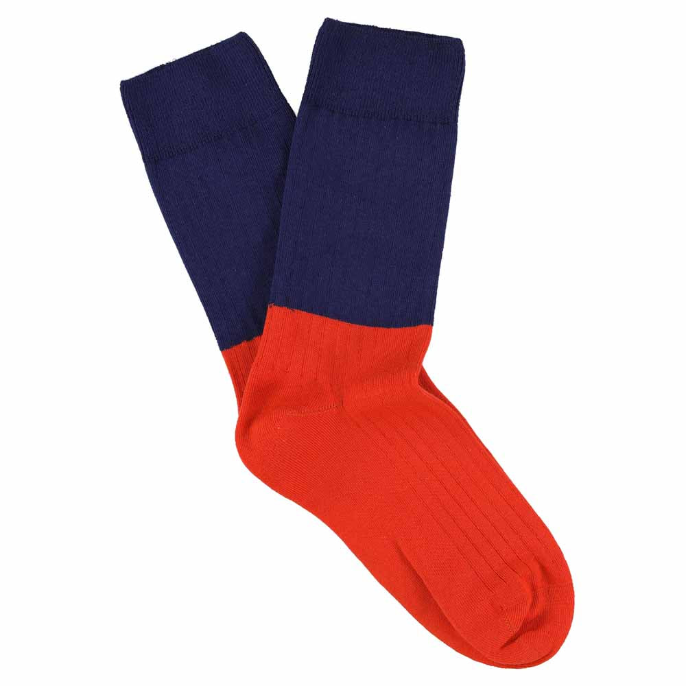 Women Block Socks - Blue / Orange - Escuyer