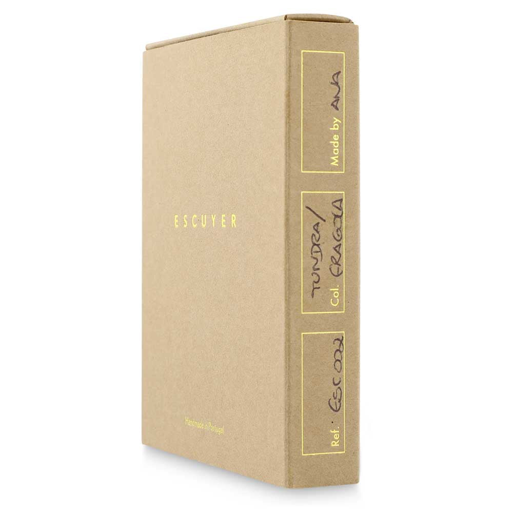 Escuyer cognac and orange slim wallet in presentation gift box — handmade in Portugal
