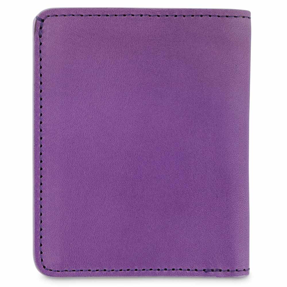 Escuyer violet slim leather wallet — Italian vegetable tanned leather, front view