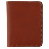 Escuyer cognac slim leather wallet — Italian vegetable tanned leather, front view
