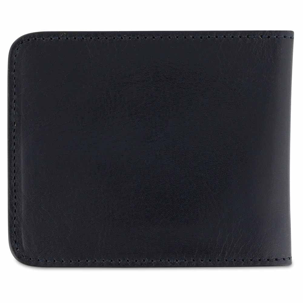 Escuyer two-tone billfold wallet in blue and cognac vegetable tanned leather