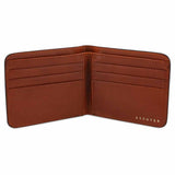 Escuyer blue and cognac billfold wallet — 6 card slots, 2 receipt pockets and bill sleeve