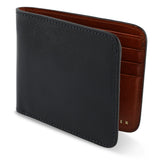 Escuyer blue leather billfold wallet with cognac interior — Italian vegetable tanned leather