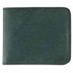 Escuyer green and cognac billfold wallet showing exterior and hand painted edges